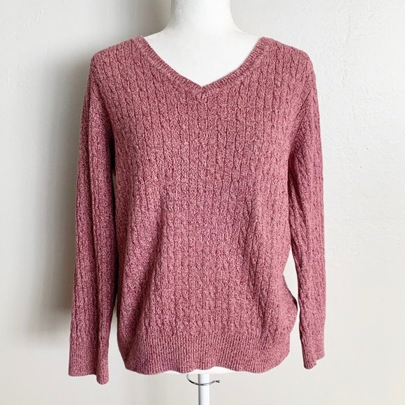 Karen Scott Raspberry Pullover Cable Kit Sweater - Picture 1 of 5